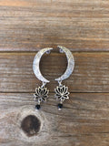 Onyx Lotus Moon Earrings