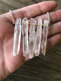 Gold Beaded Quartz Crystal necklace