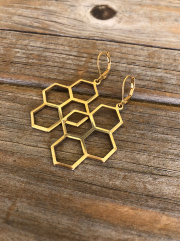 Brass Honeycomb Earrings