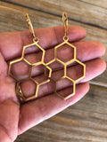 Brass Honeycomb Earrings