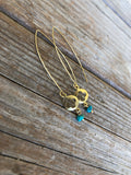 Brass Turquoise Quatrefoil Earrings
