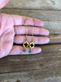 Brass Turquoise Quatrefoil Earrings