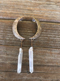Aura Quartz Moon Earrings