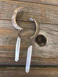 Aura Quartz Moon Earrings