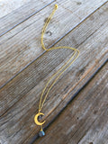 18k Long Brass Labradorite Moon Necklace