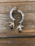 Onyx Bird Moon Earrings