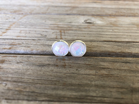 White Pearlescent Studs