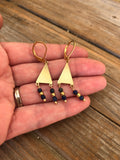 Lapis Lazuli Brass Triangle Earrings