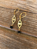 Onyx Eye Brass Earrings