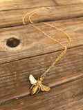 Brass Bee on a 14k gold-filled chain