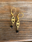 Onyx Eye Brass Earrings