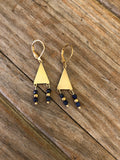 Lapis Lazuli Brass Triangle Earrings