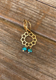 Turquoise and Brass Honeycomb Earrings