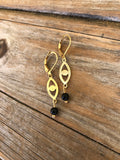 Onyx Eye Brass Earrings