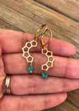 Turquoise and Brass Honeycomb Earrings